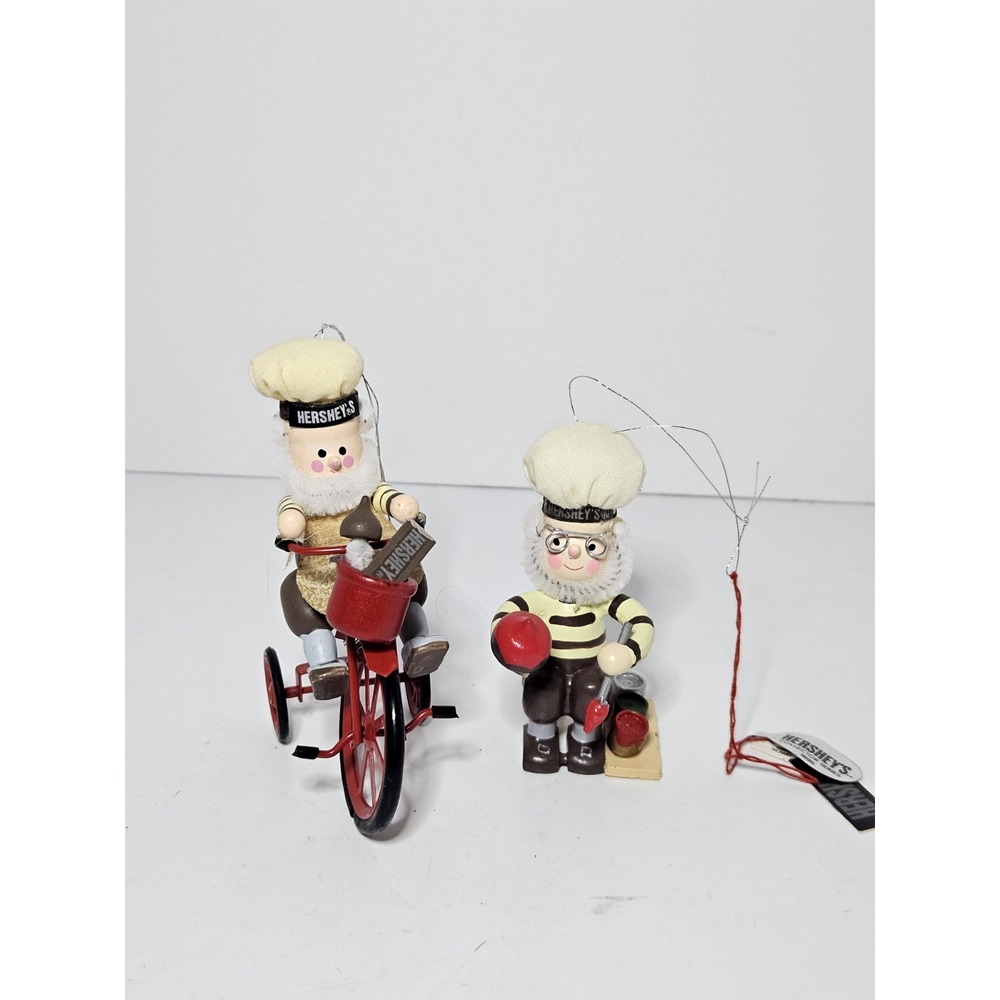 Vintage Kurt Adler Hershey's Chocolate Elf Baker Christmas Ornaments Lot of 2